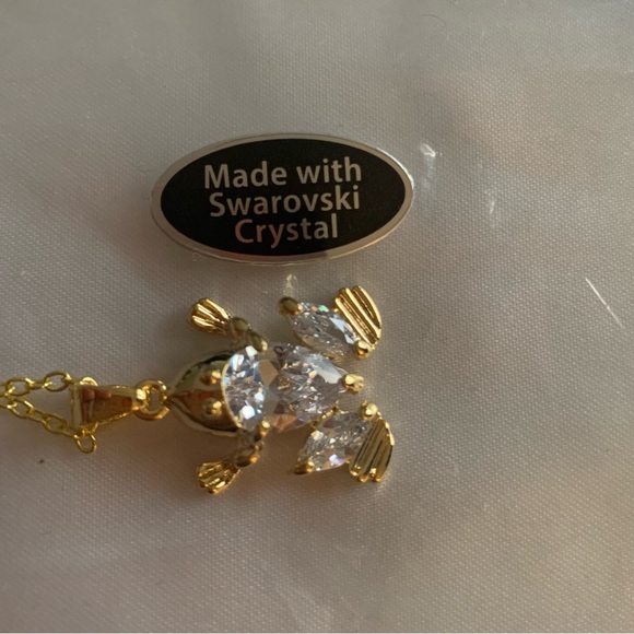NWT Swarovski crystal elements frog pendant gold plated 11 inch necklace gift - Picture 5 of 9